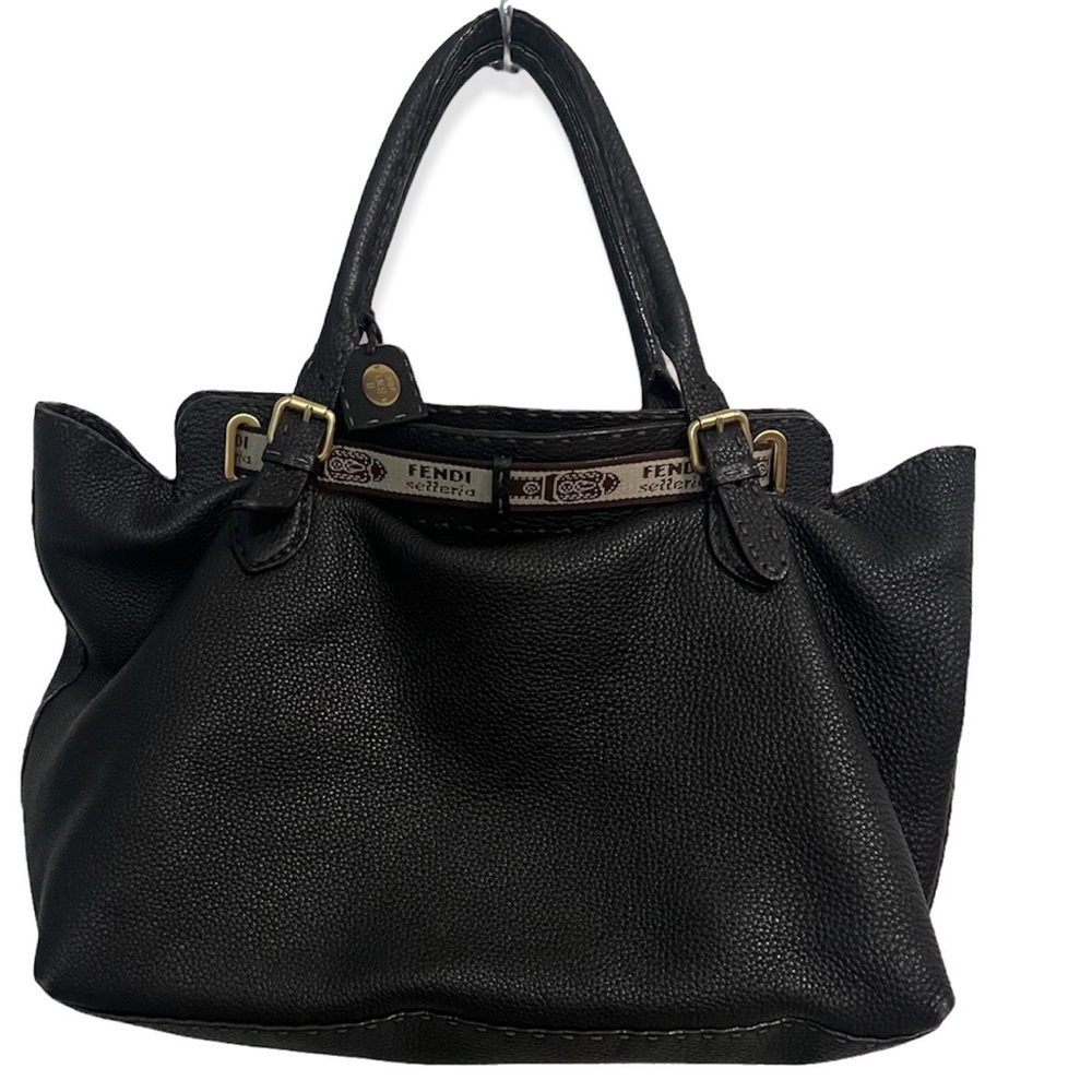 FENDI Vintage Brown Selleria Leather Large Tote Bag - Picture 4 of 17